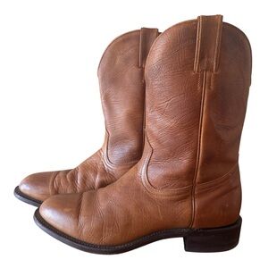 Boulet Mens Size 9 E Medium Brown Leather Western Cowboy Boots J118719 9717